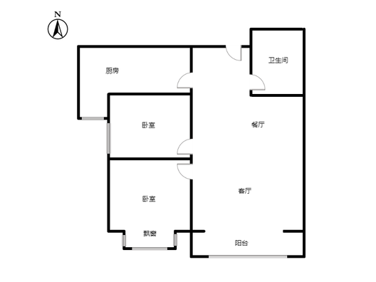 天筑逸城2室2厅1卫户型图