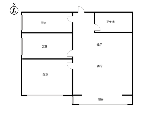 呈颐园小区2室2厅1卫户型图