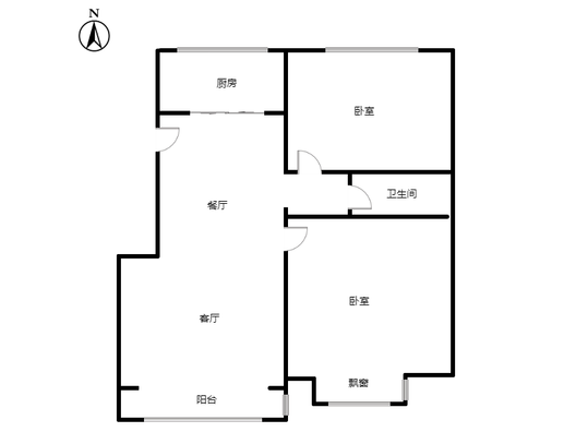 天地新城2室2厅1卫户型图