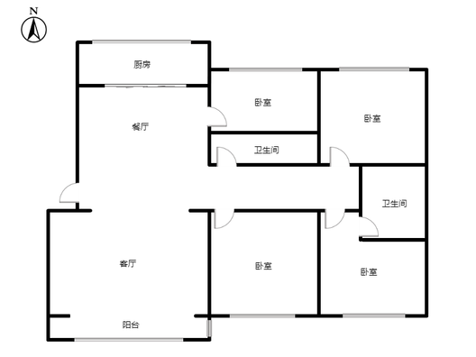团结小区4室2厅2卫户型图