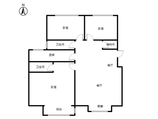 中央公馆3室2厅2卫户型图
