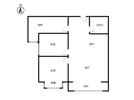 天筑逸城2室2厅1卫户型图