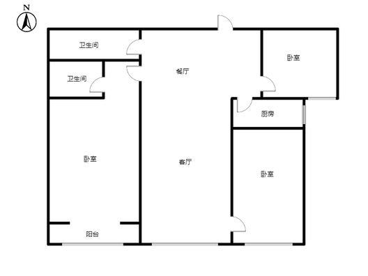 新星小区二期3室2厅2卫户型图