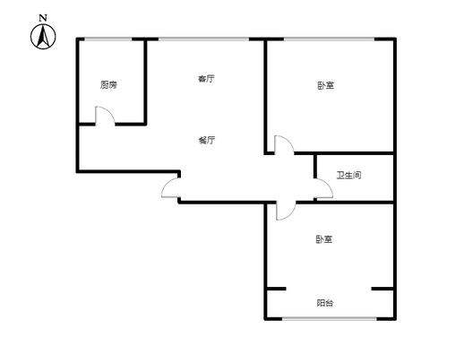 花溪渡2室2厅1卫户型图