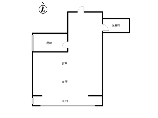 花溪渡1室1厅1卫户型图