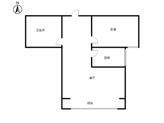 花溪渡1室1厅1卫户型图