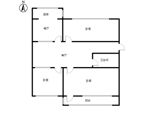 粮食局东关小区3室2厅1卫户型图