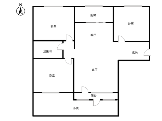 鸿坤理想湾3室2厅1卫户型图
