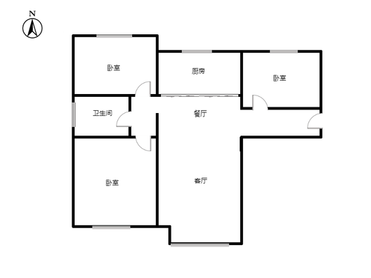 高铁新干线3室2厅1卫户型图