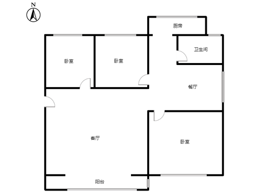 光明小区3室2厅1卫户型图