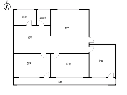 县府小区3室2厅1卫户型图