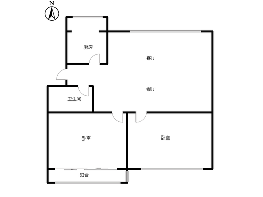 县府小区2室1厅1卫户型图
