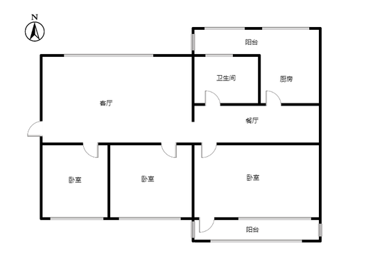县府小区3室2厅1卫户型图
