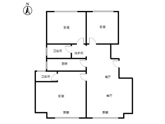 华远和府二期3室2厅2卫户型图