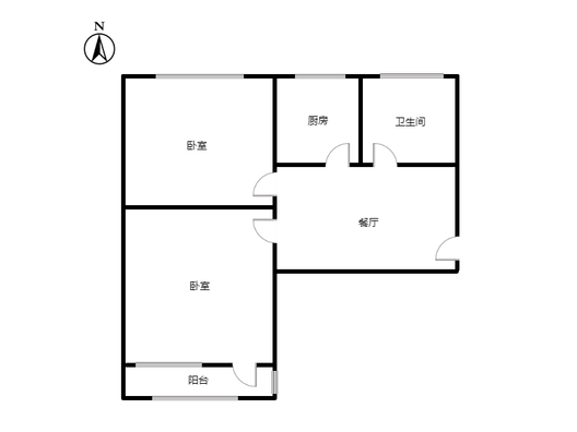 矿山局家属楼南院2室1厅1卫户型图