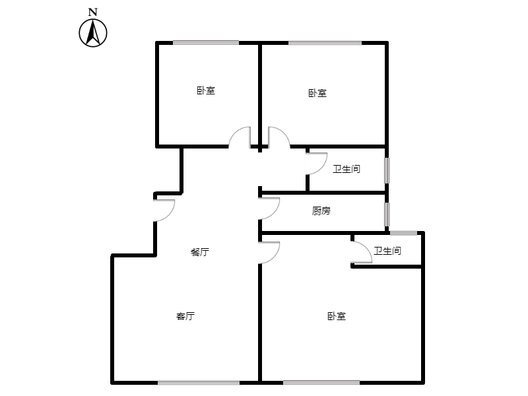 华远和府二期3室2厅2卫户型图
