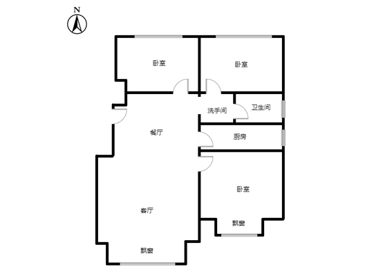 华远和府一期3室2厅1卫户型图
