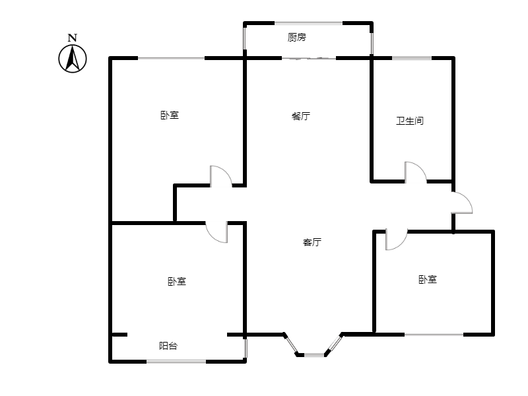 联合六号院3室2厅1卫户型图