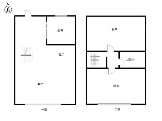鹏渤印象城·牛津花园2室2厅1卫户型图