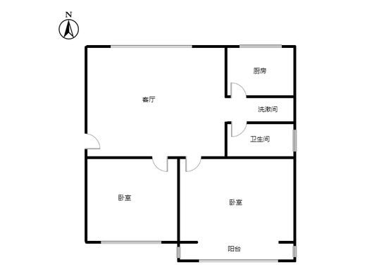 双塔中学小区2室1厅1卫户型图