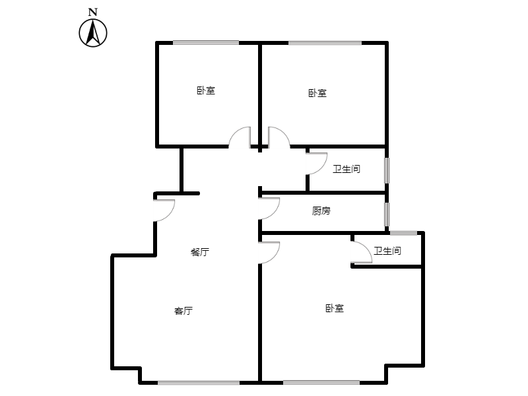 华远和府二期3室2厅2卫户型图