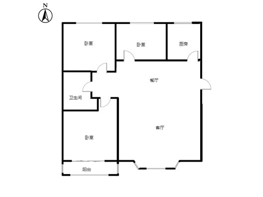 名流枫景洋房3室2厅1卫户型图