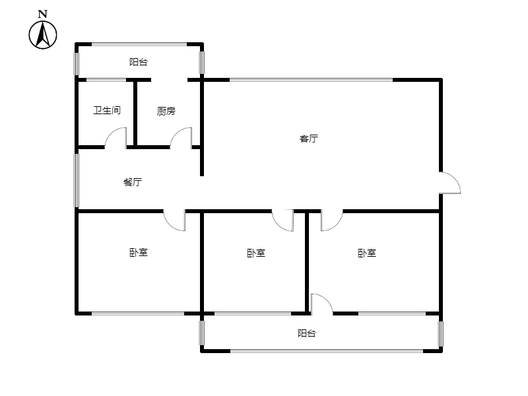 金城花园3室2厅1卫户型图