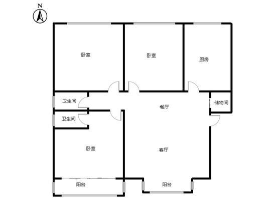 矿山局家属楼南院3室2厅2卫户型图