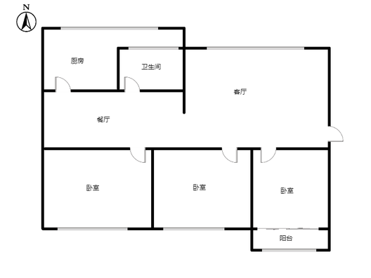 槐林新村3室2厅1卫户型图