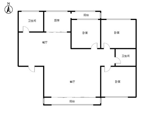 方正园3室2厅2卫户型图