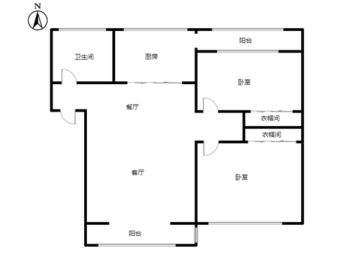 方正园2室2厅1卫户型图