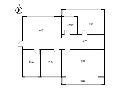一中家属院3室2厅1卫户型图