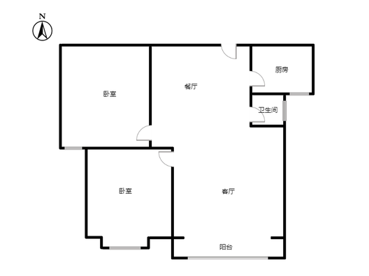 祥云瑞景二期2室2厅1卫户型图