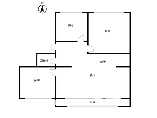 建厂局设计院家属楼2室2厅1卫户型图