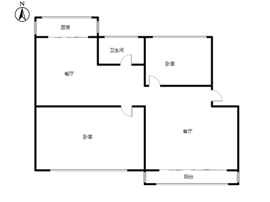 建厂局设计院家属楼2室2厅1卫户型图