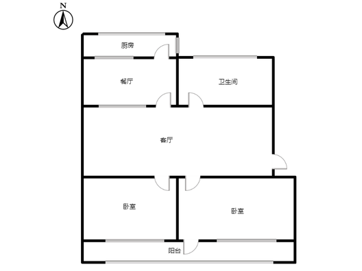 涿州市医院家属院2室2厅1卫户型图