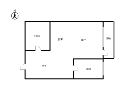 鸿坤新维港1室1厅1卫户型图