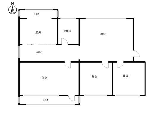 职教中心家属院3室2厅1卫户型图