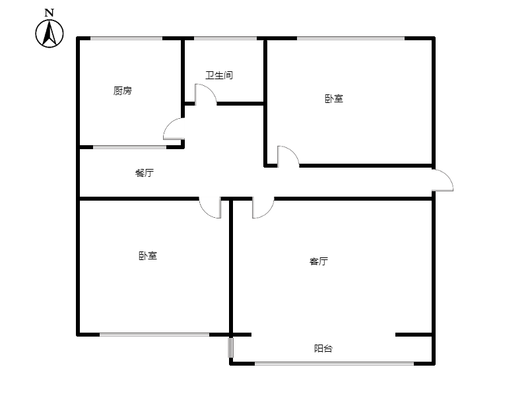 建厂局设计院家属楼2室2厅1卫户型图