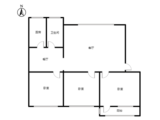 邱庄居民小区3室2厅1卫户型图