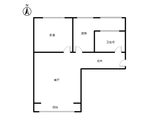 北京理想城二期1室1厅1卫户型图