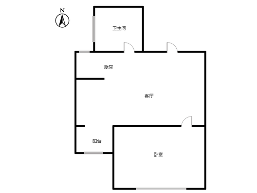 新加坡花园1室1厅1卫户型图