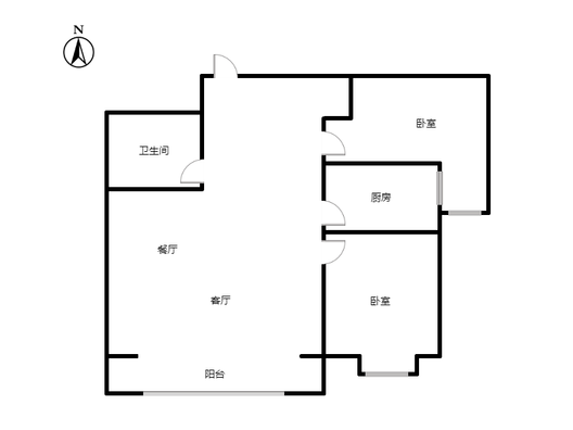 金域中央2室2厅1卫户型图
