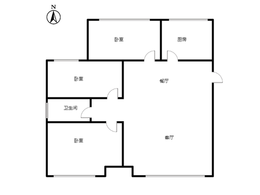 紫樾华庭3室2厅1卫户型图