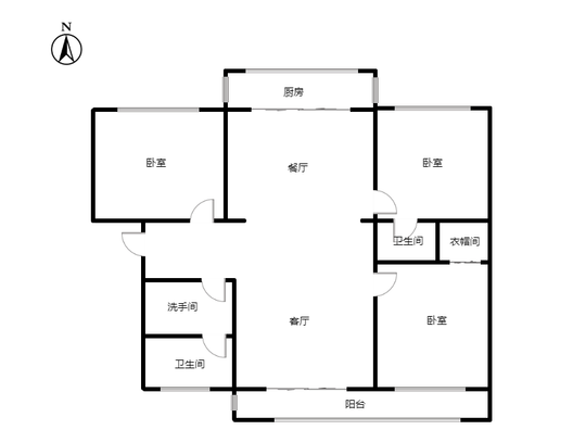 温馨小区3室2厅2卫户型图