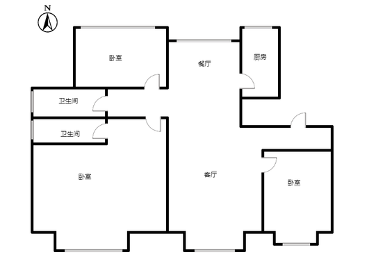紫樾华庭二期3室2厅2卫户型图
