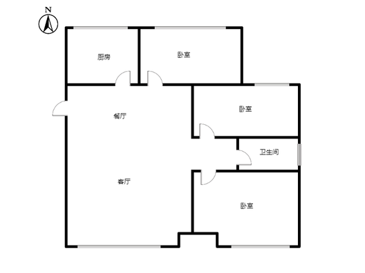 紫樾华庭3室2厅1卫户型图