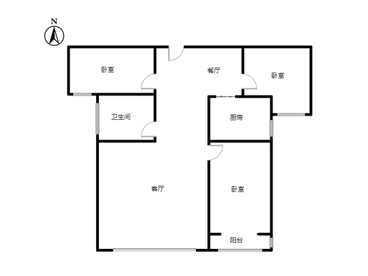 卓悦城北京未3室2厅1卫户型图