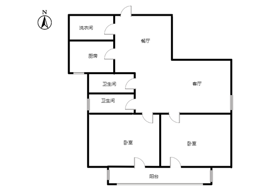 鸿盛凯旋门2室2厅2卫户型图
