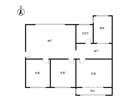 涿州市党校家属院3室2厅1卫户型图
